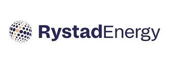 Rystad Energy logo with a blue wordmark and a circular globe icon on the left