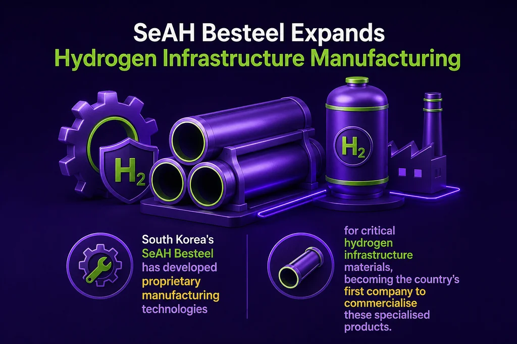 SeAH Besteel expands hydrogen infrastructure manufacturing with proprietary technologies for specialised hydrogen pipeline and storage materials.