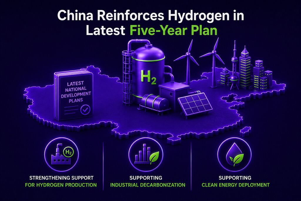 China reinforces hydrogen development through latest Five-Year Plan supporting production, industrial decarbonization and clean energy deployment