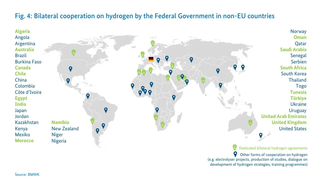 Germanys international hydrogen partnerships | Global Hydrogen Hub Germany hydrogen partnerships with non-EU countries worldwide