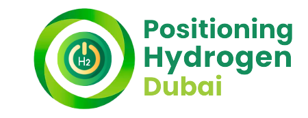 Logo for Positioning Hydrogen Dubai: circular green emblem around an H2 symbol with the organization name to the right